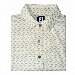FootJoy Dolphin Print Golf Polo M Yellow Blue